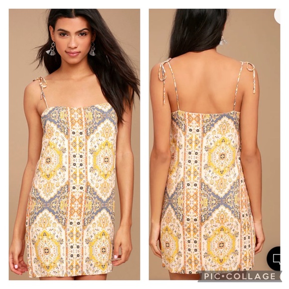 Lulus Dresses & Skirts - Lulus Sugar Town Peach Print Shift Mini Dress Size XL